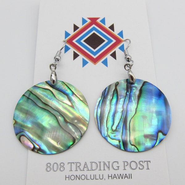 Native Tropical Style Genuine Abalone Shell Earrings on Stainless Steel Ear Wires Handmade Free Shipping