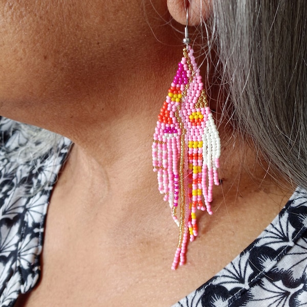 New Modern Boho Native American Style Seed Bead Earrings Handmade Free Shipping Great New Colors Ethnic Earrings Woven Beads