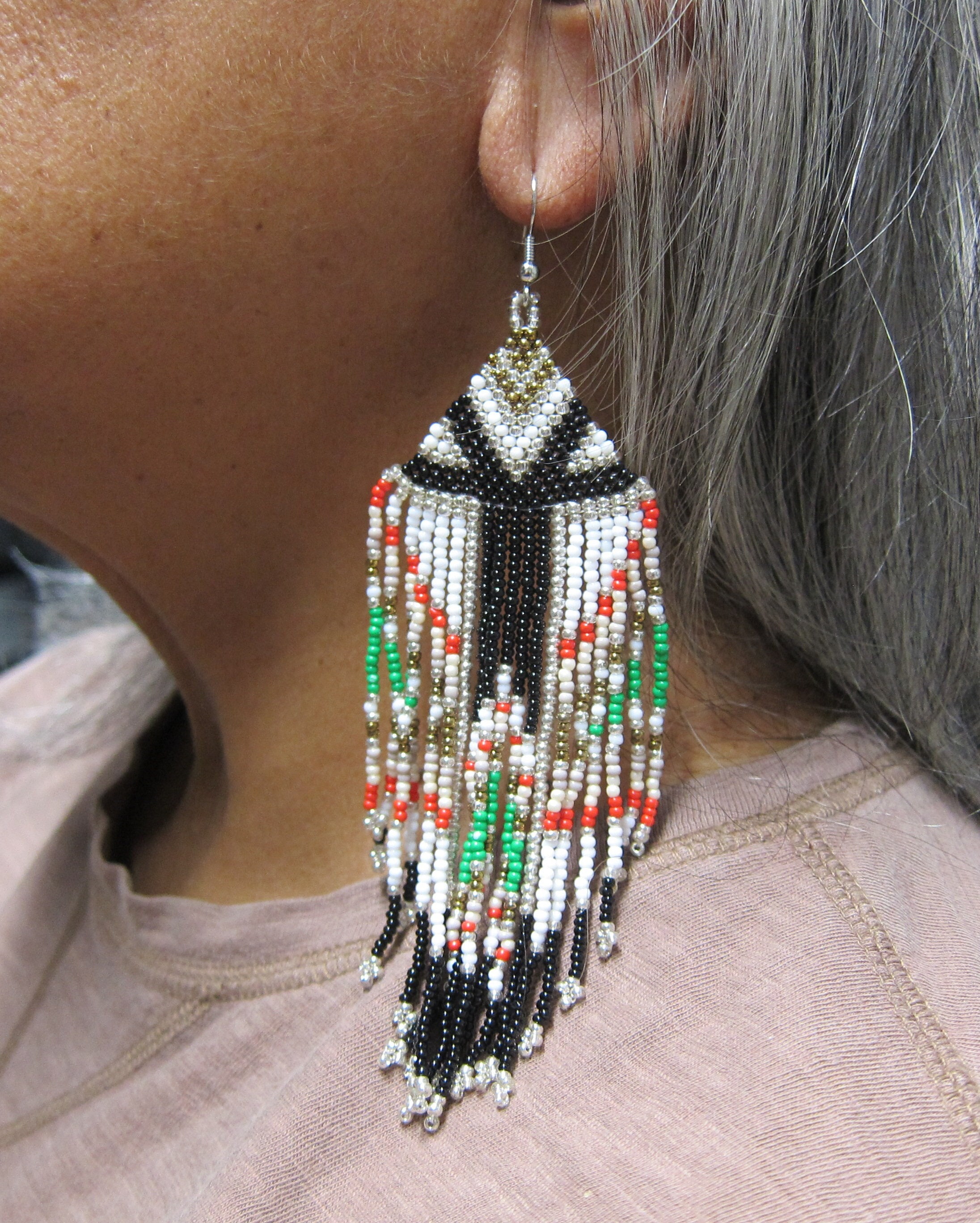 Native American Style Seed Bead Earrings Handmade With Native - Etsy