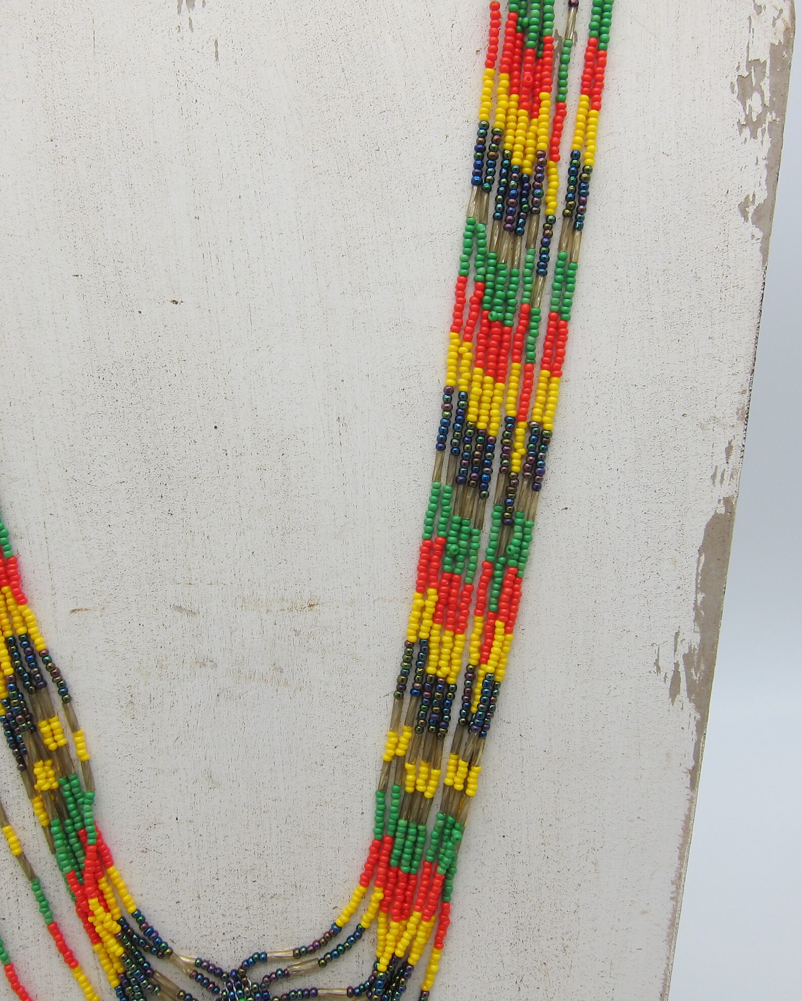 Native American Style Seed Bead Necklace Sunset Colors Tribal Etsy
