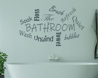 Tile Stickers Transfer Bathroom Contemporary Bathe Word Cloud 