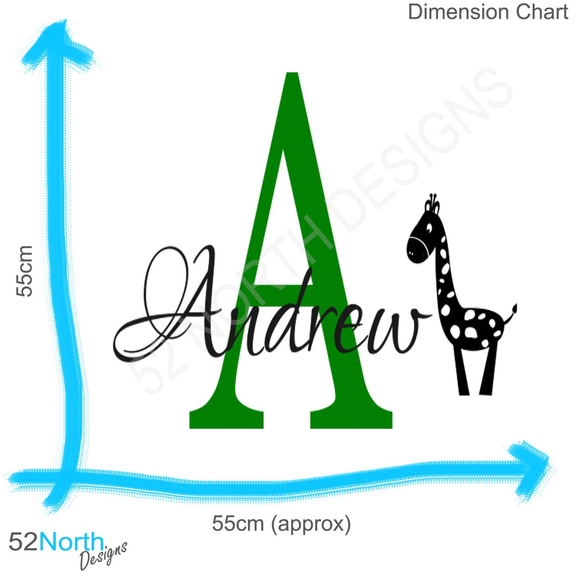 Personalised Cartoon Giraffe Name Wall Sticker Transfer Decal Etsy