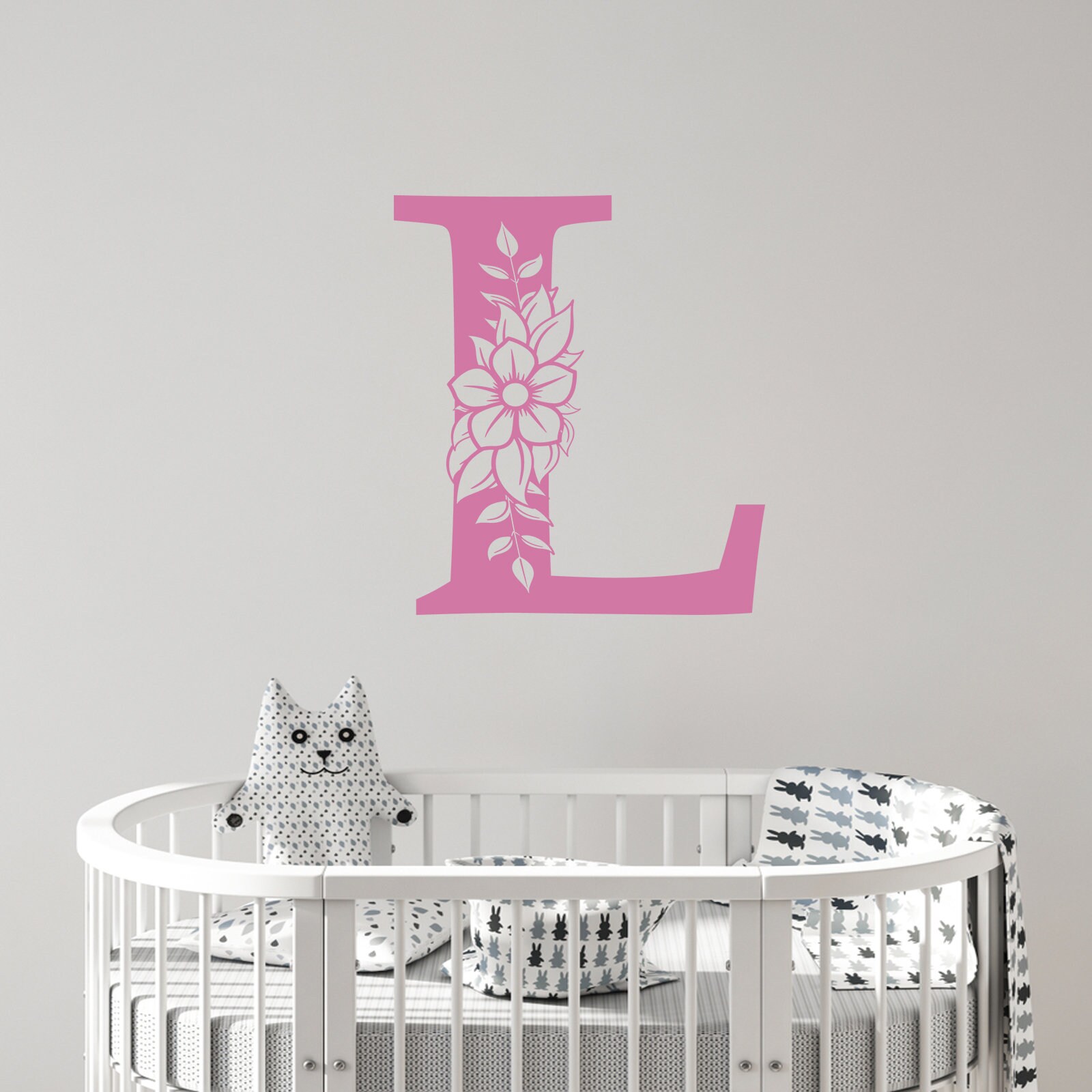 Personalised Floral Letter Wall Sticker transfer Decal Etsy