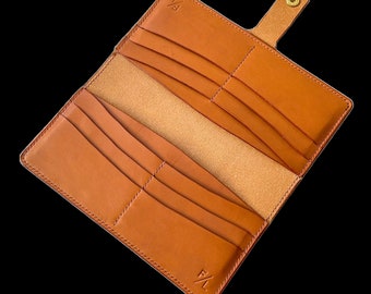 Leather Long Wallet with Snap Closure