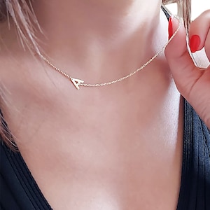 Colar inicial, colar com nome personalizado, colar com letras, presentes para mamãe, ouro 14K, joias personalizadas