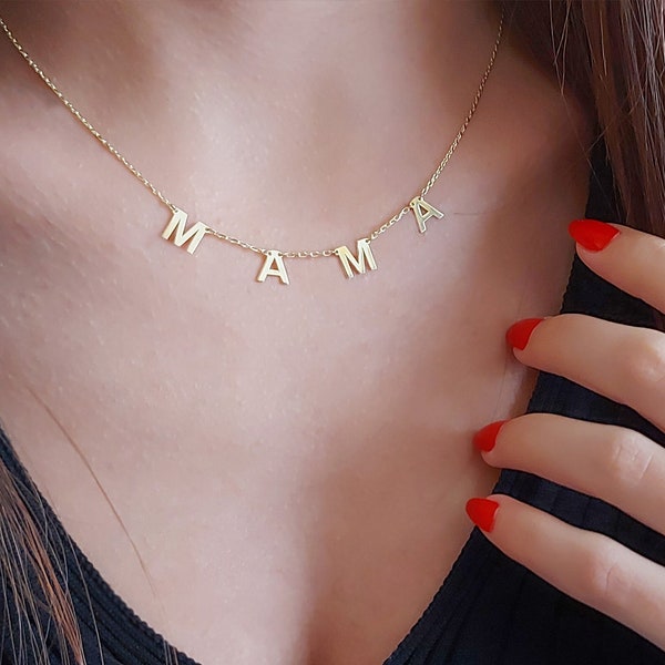 14K Solid Gold Mama Necklace - Same Day shipping - Mom Gift - Mama Necklace - Mother Necklace - Mothers Day gift - Mothers day gift- New Mom