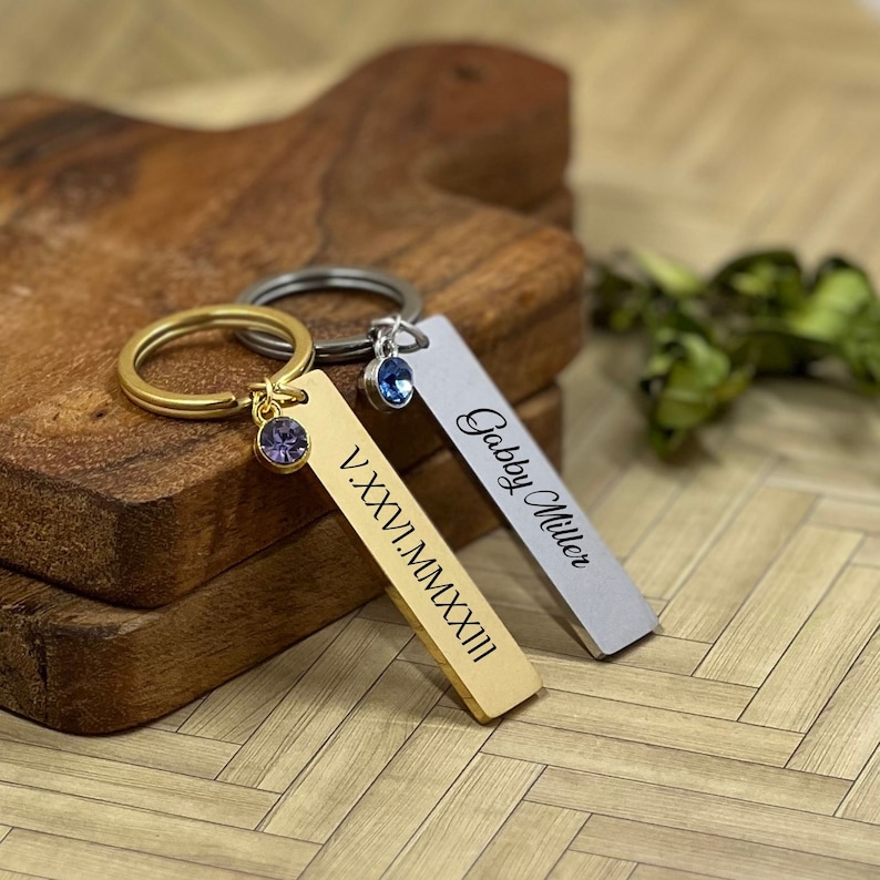 Stainless Steel Keychain, Custom Engraved Key Chain Personalized Gifts for Him, Best Friend Gifts Gifts for Mom Birthday Gift Boyfriend image 5
