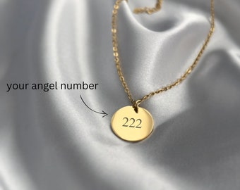 Tiny Angel Number Necklace, Gold Dainty Lucky Mens necklace, 111, 222, 333, 444, 555, 666, 777, 888, 999, Gifts for Her, Christmas Gifts