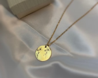 Birth Flower Necklace Personalized Gifts for Women Handmade Jewelry Gift for Her Birthday Charm for New Mom Handmade Jewelry Bridesmaid Gift