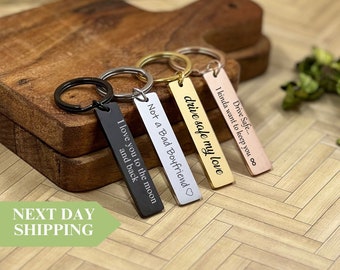Stainless Steel Keychain, Custom Engraved Key Chain Personalized Gifts for Him, Best Friend Gifts Gifts for Mom Birthday Gift Boyfriend