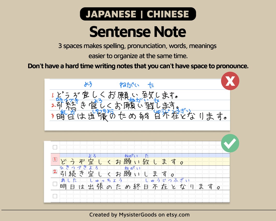 Sentence Note | Japanese Chinese Korean Study Note | Kanji iPad ...