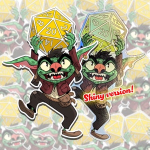 D20 Dice Goblin 3&quot; Vinyl Sticker