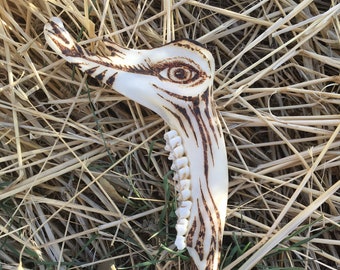 Eye Burnt bone art - Jaw bone pyrography - altar fine art - ceremonial tools - Natural no waste druid unique