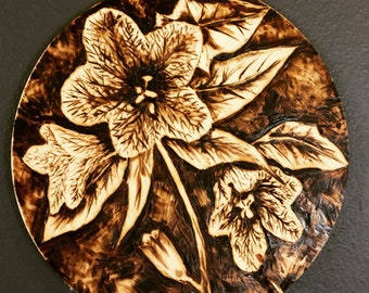 Henbane - Pyrography - Wood burnt art - Plant Medicine - Poison Herb - Art - One of a Kind - Unique - Witches Herbs series