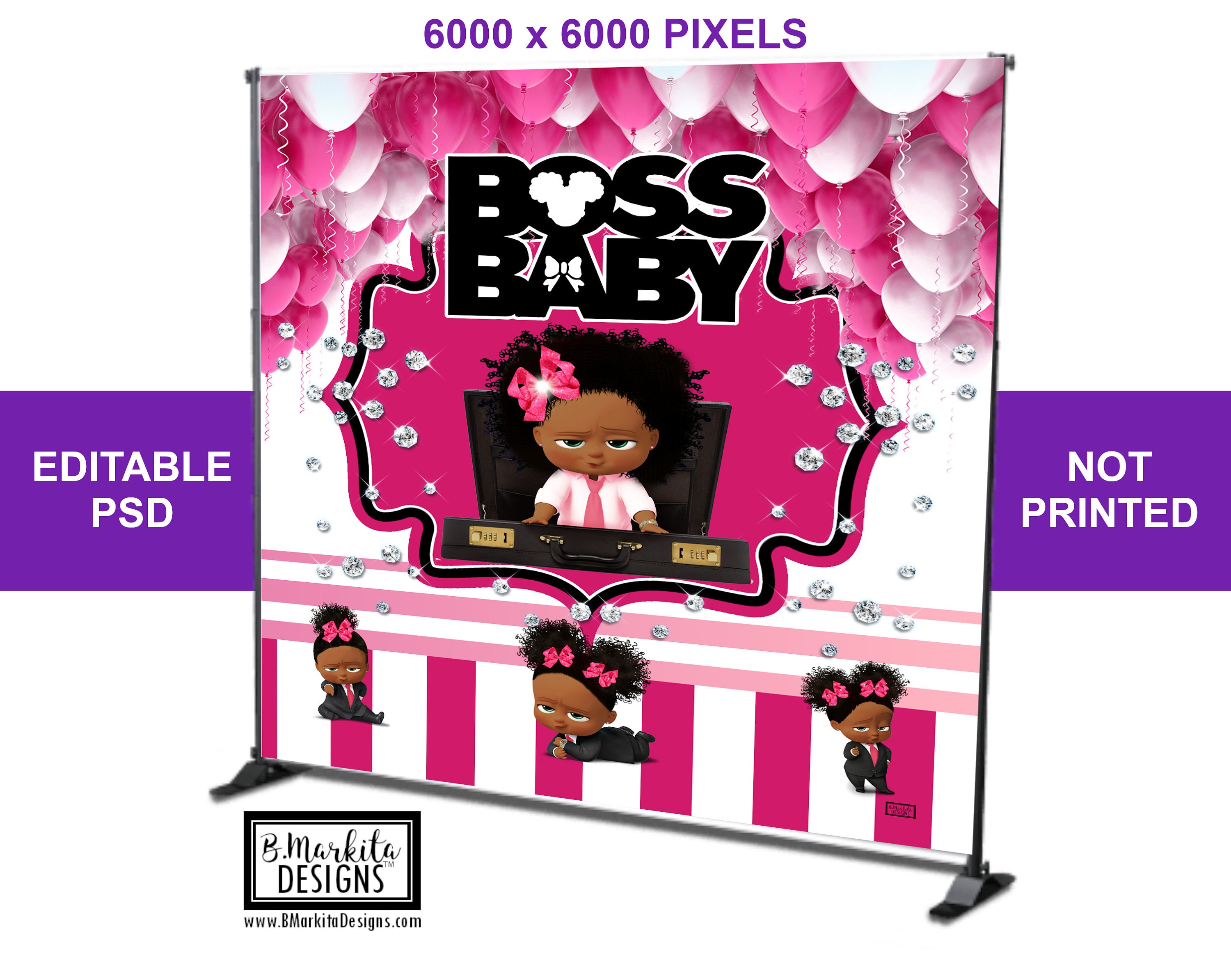 Boss Baby Girl Backdrop Banner Pink Boss Baby Backdrop Etsy
