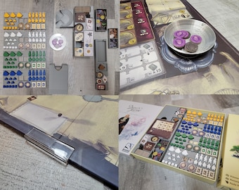 Darwin's Journey & Firelands expansion insert / box organizer with individual player trays and optional Board Game Clips