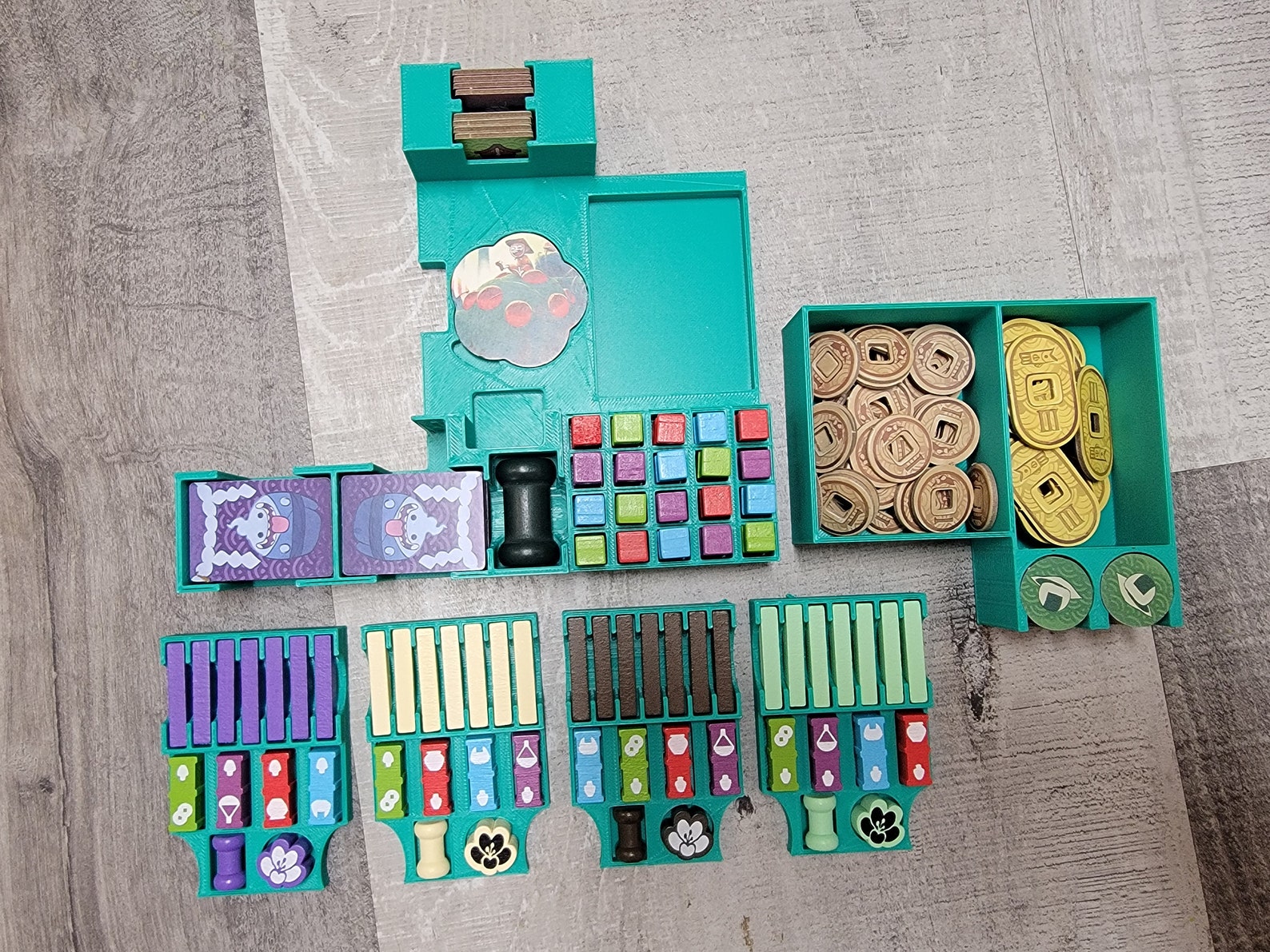 Bamboo Board Game Insert / Box Organizer With Individual Player Trays ...