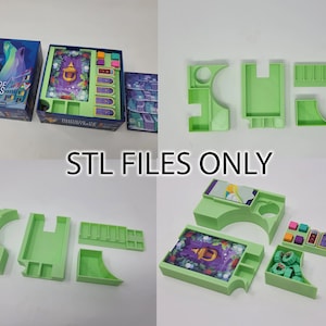 May include: A set of green 3D printed game organizers for the board game "Ghosts of Christmas". The organizers are designed to fit in the game box and help keep the game components organized.