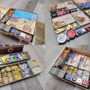 Sand board game insert / box organizer with individual player trays