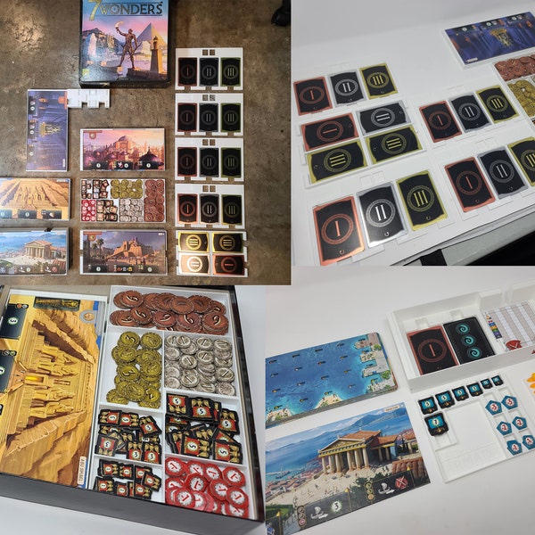 7 Wonders (segunda edición y todas las expansiones, incluido Edifice) Inserto / Organizador de cajas - Bandejas para cada expansión - Bandejas para cada jugador cuentan