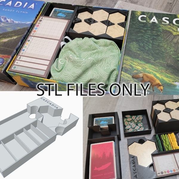 STL Files for Cascadia (& Landmarks expansion) board game insert