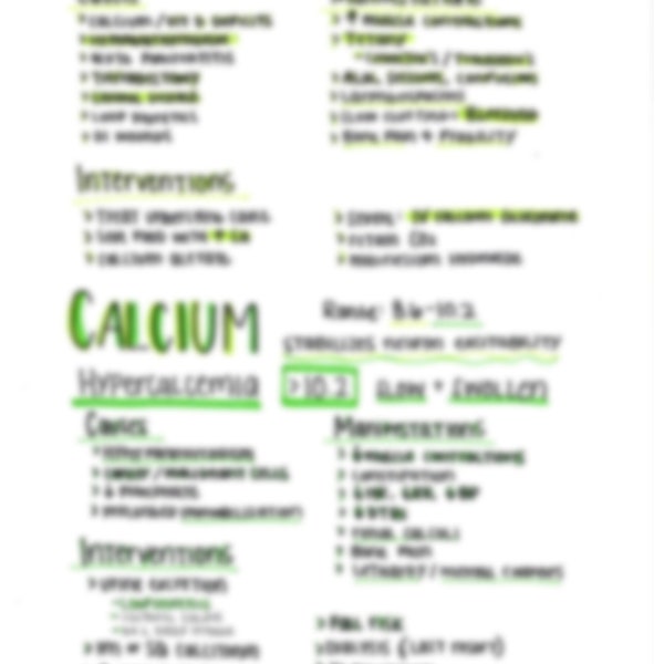 Calcium Med Surg Nursing Study Notes