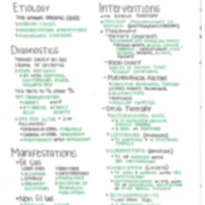 May include: Handwritten notes on a white sheet of paper with the heading "IBS" and subheadings "Etiology", "Diagnostics", "Manifestations", and "Interventions". The notes discuss the causes, diagnosis, symptoms, and treatment of Irritable Bowel Syndrome.