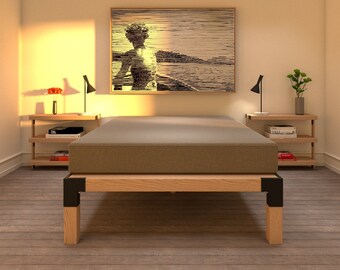 Platform Bed Made With Solid Oak Metal Corner Brackets Etsy UK
