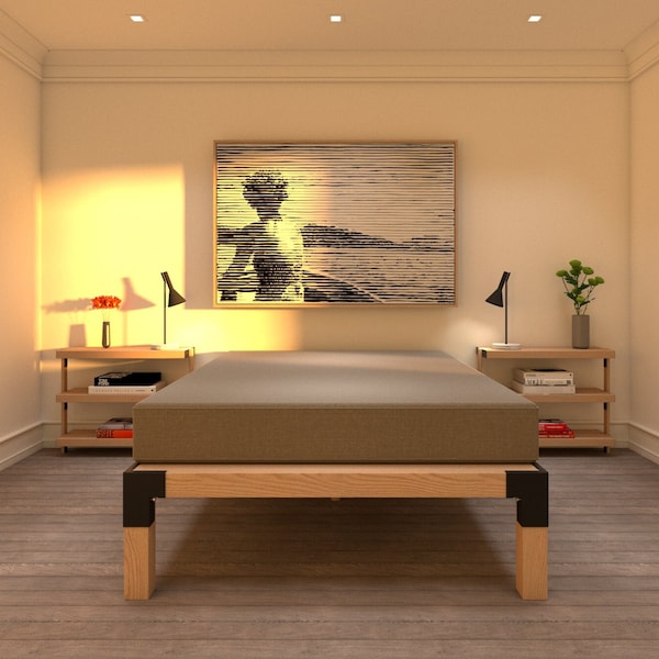 Platform Bed made with Solid Oak +  Metal Corner Brackets