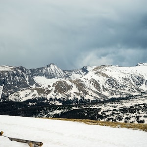 Trail Ridge Road Colorado Mountains Photo Print, Snow-Capped Rocky Mountain National Park, Minimal Nature Landscape Wall Art, Home Office