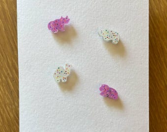 Frosted Animal Cracker Earrings, Animal Cracker Earrings, Cookie Earrings, Mini Food Earrings