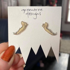 Coyote Jawbone Earrings, Bone Earrings, Skull Earrings, Spooky Earrings, Edgy Earrings