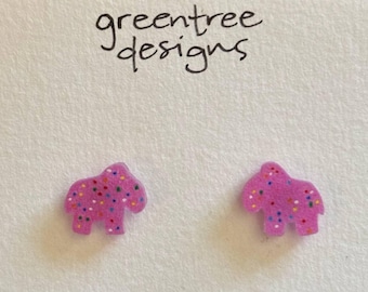 Frosted Animal Cracker Earrings, Animal Cracker Earrings, Cookie Earrings, Mini Food Earrings