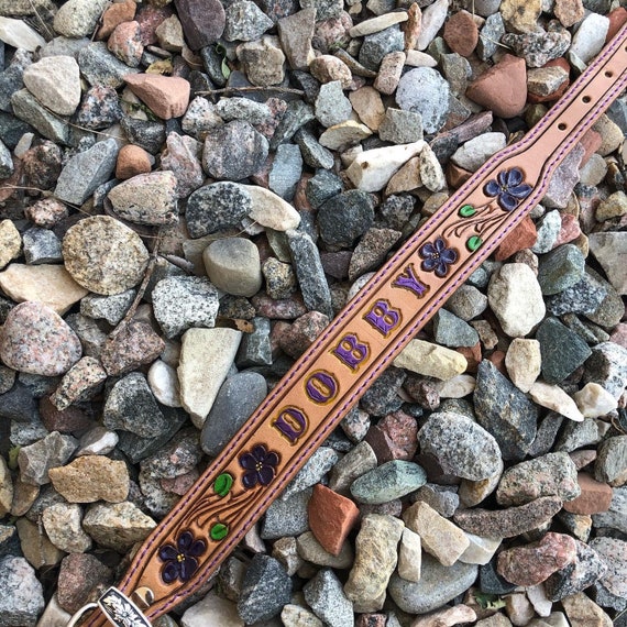 Custom Leather Dog Collar - Hand tooled