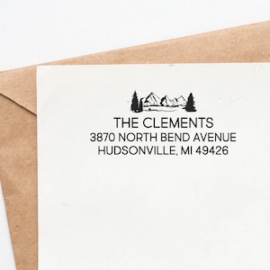 Personalized Return Address Stamp | Self Inking Return Address Stamp | Personalized Address Stamp  | Custom Stamp | Mountain Stamp | Outdoor