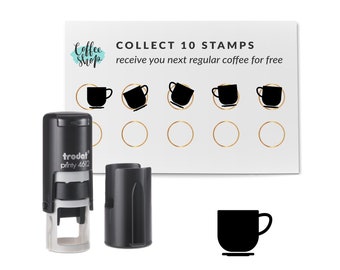 Loyalty Card Stamp | Mini Self Inking Stamp | Loyalty Card Self Inking Stamp| Coffee Cup Stamp| Business Stamp  | Custom Loyalty Card Stamp