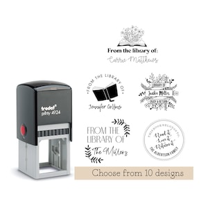 Personalized Book Stamp Self Inking Library Stamp Custom Book Stamp Bookplate Stamp From the Library of Custom Stamp Book lover image 3