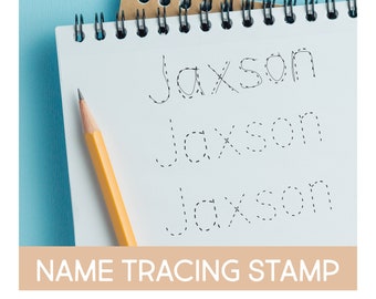 Name Trace Stamp | Personalized Kids Stamp | Handwriting Practice | Educational Toy | Traceable Name Self Inking Stamp | Kids Gift