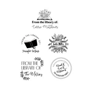 Personalized Book Stamp Self Inking Library Stamp Custom Book Stamp Bookplate Stamp From the Library of Custom Stamp Book lover image 4