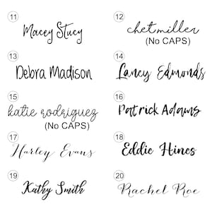 May include: A list of names written in cursive script. The names are numbered 11 through 20. Some of the names are in all caps, while others are in lowercase. The text (No CAPS) appears below some of the names.