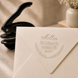Custom Address Embosser – Personalized Return Address Stamp Seal for Envelopes, Wedding Stationery, Housewarming or Couple Gift
