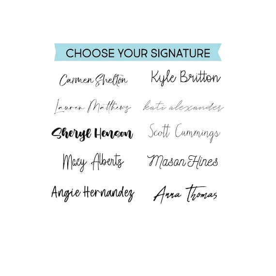  15 Script Fonts to Choose - Self Inking Custom Name Stamp  Signature. Various Fonts and Color Options. Customizable 1 Line Stampers :  Office Products