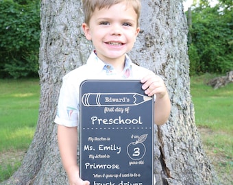 First Day of School Chalkboard Personalized Back to School Sign Back to School Chalkboard School Chalkboard Sign Reusable School Sign