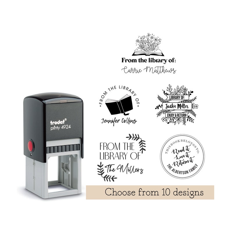 Personalized Book Stamp Self Inking Library Stamp Custom Book Stamp Bookplate Stamp From the Library of Custom Stamp Book lover image 3