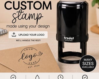SELLOS DE LOGOTIPO GRANDES o sellos de logotipo pequeños, sellos de logotipo autoentintables y sellos de goma para la marca del logotipo empresarial