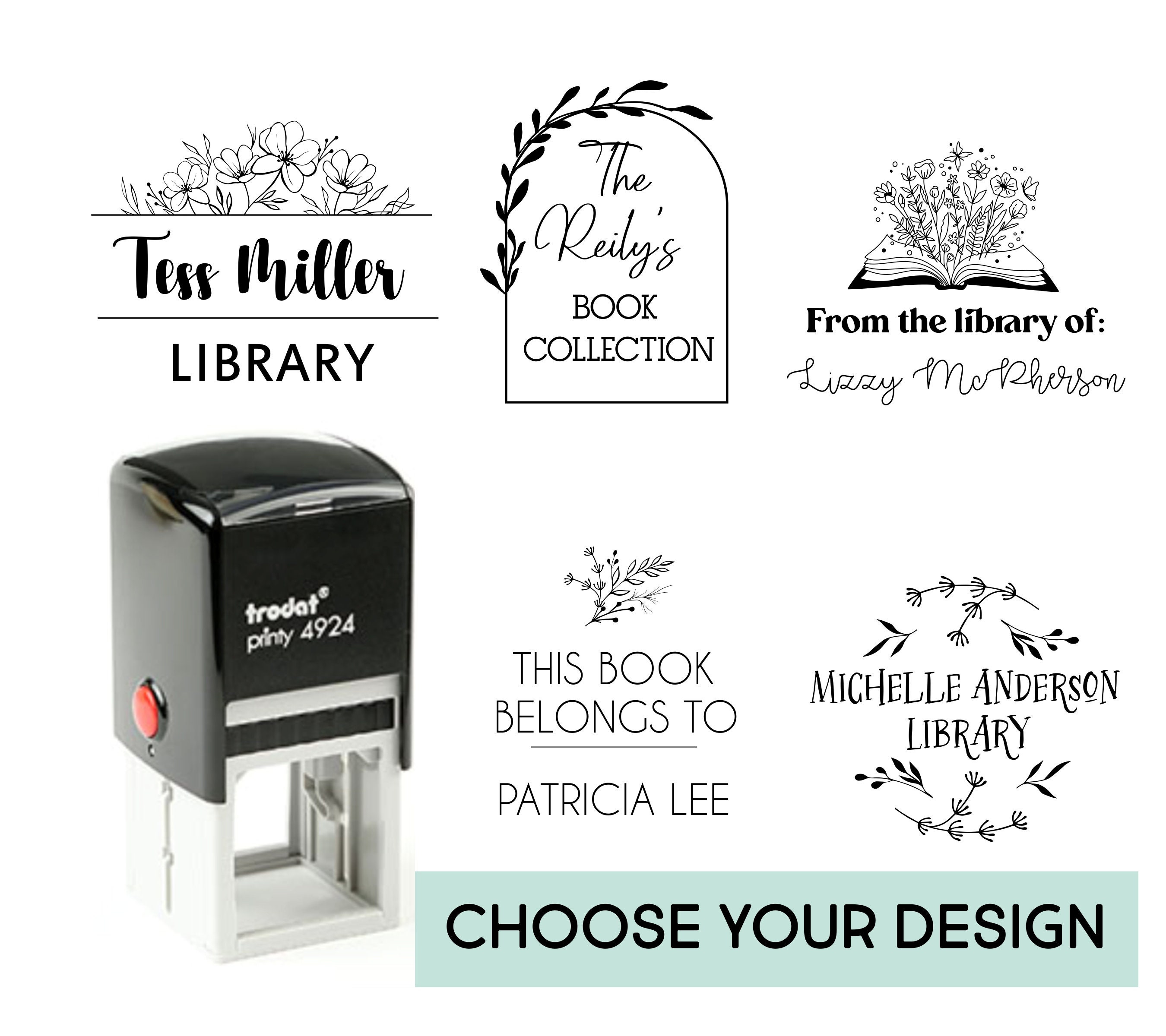 Book Stack Stamp, a 5-Book Bookish Rubber Stamp for your Reading Journal  designed by Modern Maker Stamps