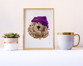 Custom Pet Portrait - Hand-Painted Dog Sketch from Photo, Miniature Personalized Dog Painting, Unique Drawn Pet Art Print
