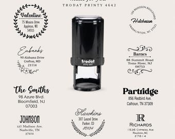 Sello autoentintable personalizado para dirección de remitente, con escritura personalizada, monogramas, diseños modernos, florales y de coronas.