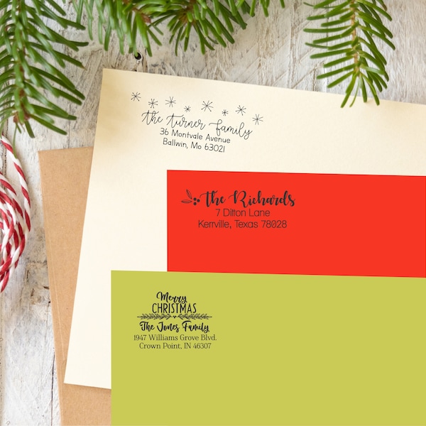 Personalized Return Address Stamp | Self Inking Return Address Stamp | Christmas Address Stamp  | Custom Stamp | Christmas Card Stamp