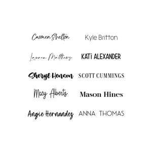 May include: A list of names written in black ink on a white background. The names are: Carmen Shelton, Kyle Britton, Lauren Matthews, Kati Alexander, Sheryl Henson, Scott Cummings, Macy Alberts, Mason Hines, Angie Hernandez, and Anna Thomas.